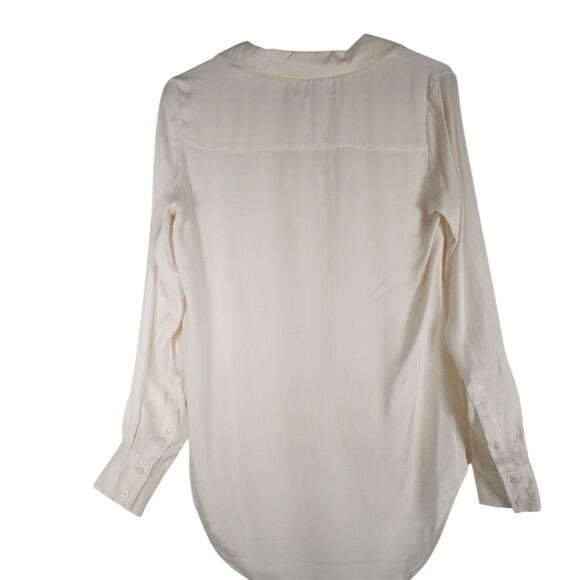GUC Quince Women's XS Ivory Silk Blend Notch Collar Blouse Long Sleeve 3134-22 - Picture 12 of 12